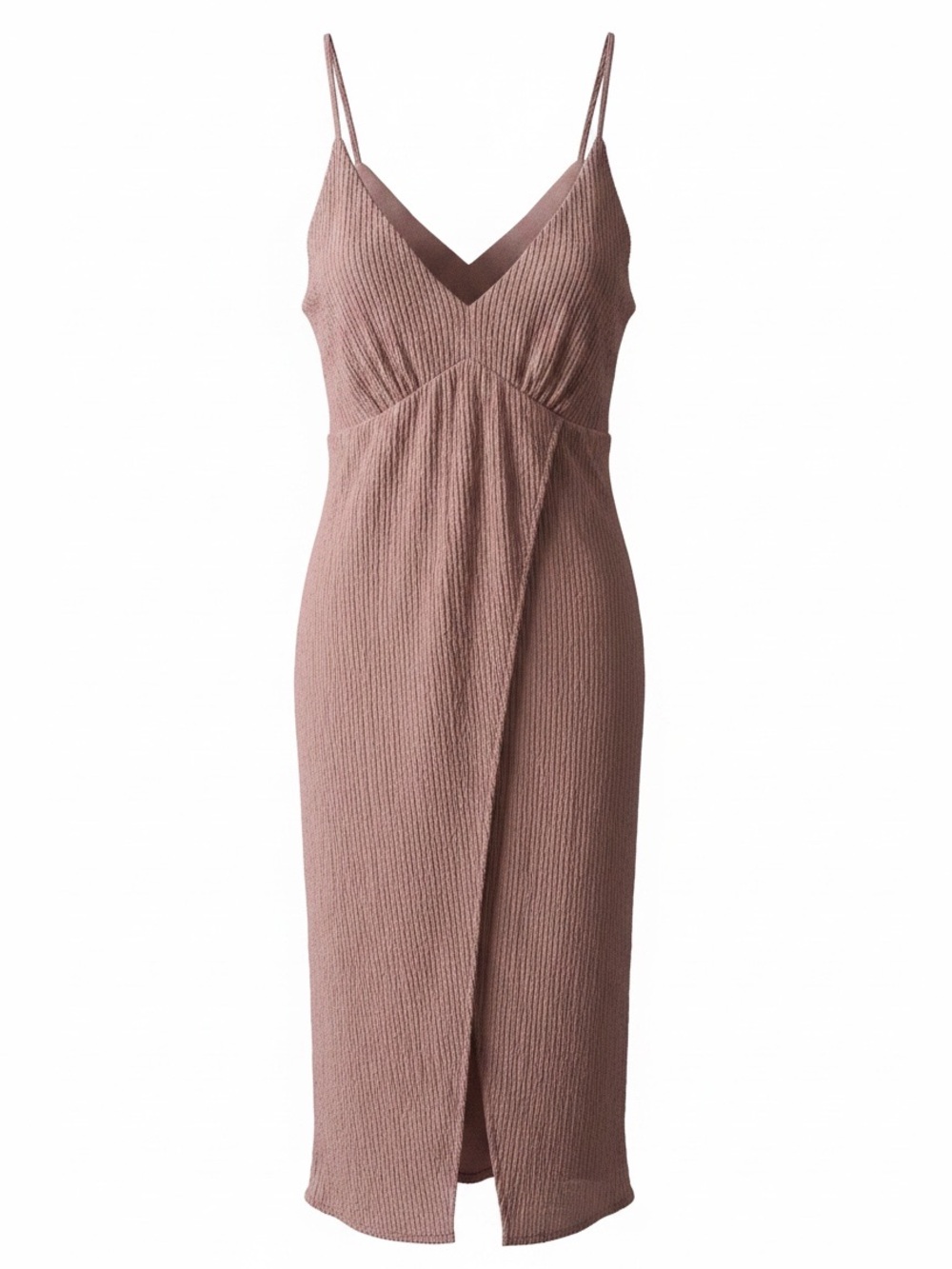 Lulus Romantic Mauve Pink Crinkle Textured Slip Dress Midi Tie Back SZ Large NWT